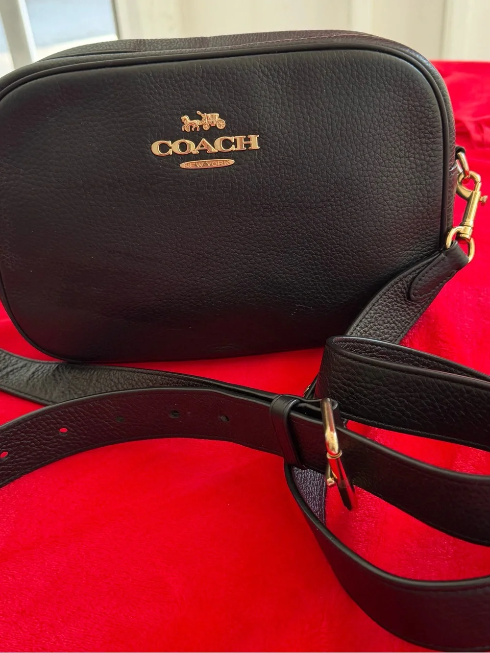 Coach Black Pebbled Leather Crossbody with Gold Hardware